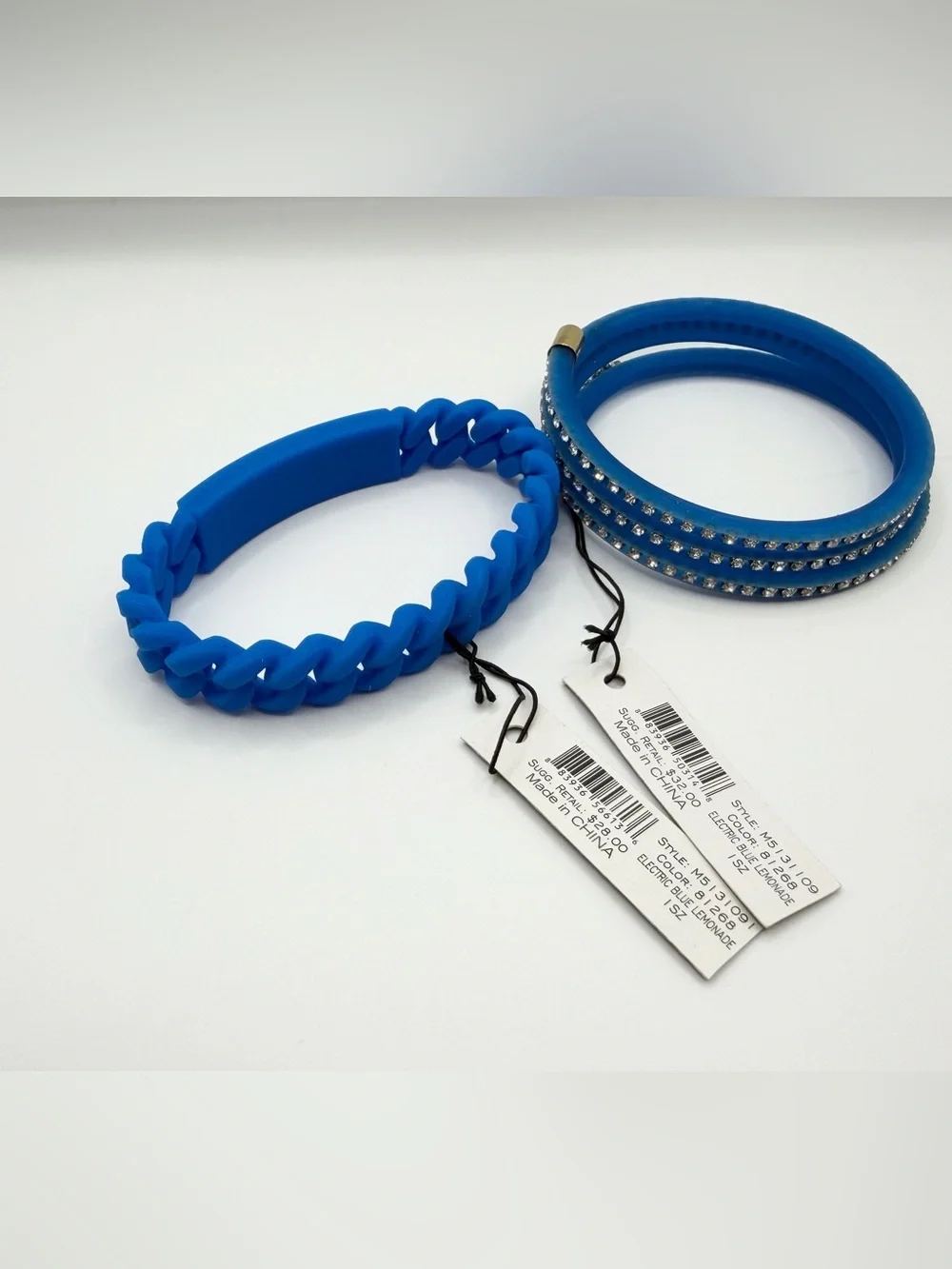 Marc by Marc Jacobs Electric Blue Bracelets Set of 2 NWT Crystal Chain